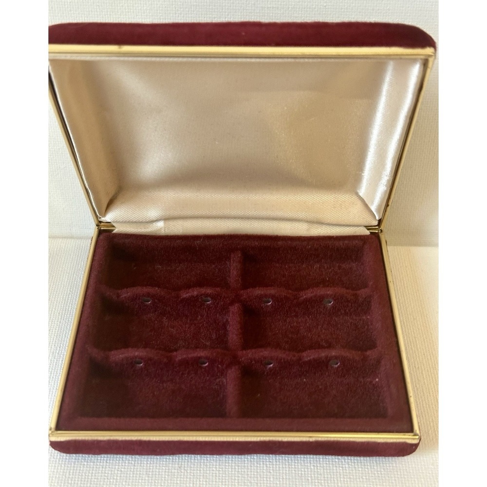 Vintage MCM Mele Earring Jewelry Holder Travel Case Velvet Metallic Gold 4"